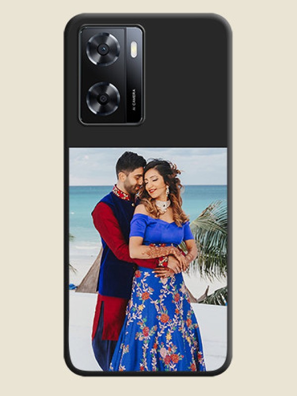 Custom Image Upload With Space Black Color On Custom Soft Matte Mobile Back Cover - Oppo A57 2022