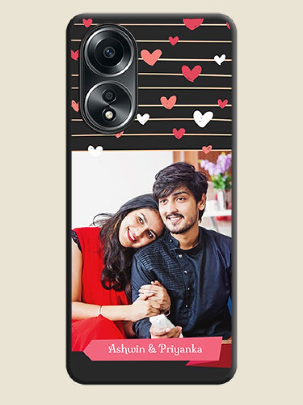 Custom Love Pattern with Name on Pink Ribbon - Photo on Space Black Soft Matte Back Cover - Oppo A58