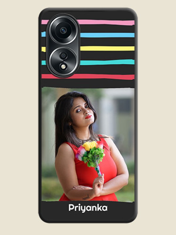 Custom Multicolor Lines with Image on Space Black Personalized Soft Matte Phone Covers - Oppo A58