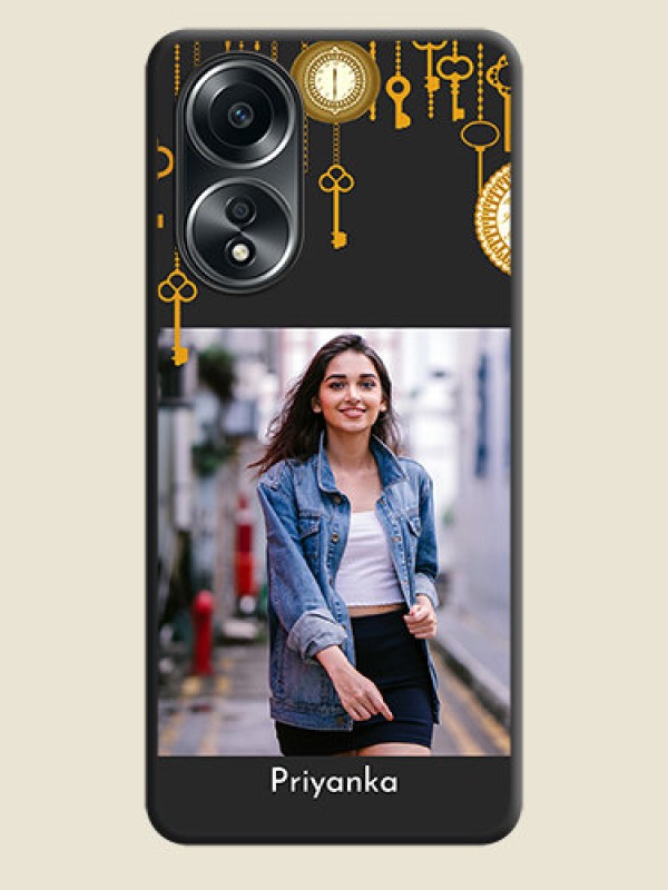 Custom Decorative Design with Text on Space Black Custom Soft Matte Back Cover - Oppo A58