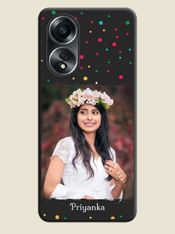 Custom Multicolor Dotted Pattern with Text on Space Black Custom Soft Matte Phone Back Cover - Oppo A58