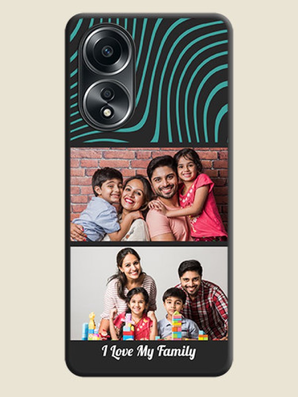 Custom Wave Pattern with 2 Image Holder on Space Black Personalized Soft Matte Phone Covers - Oppo A58