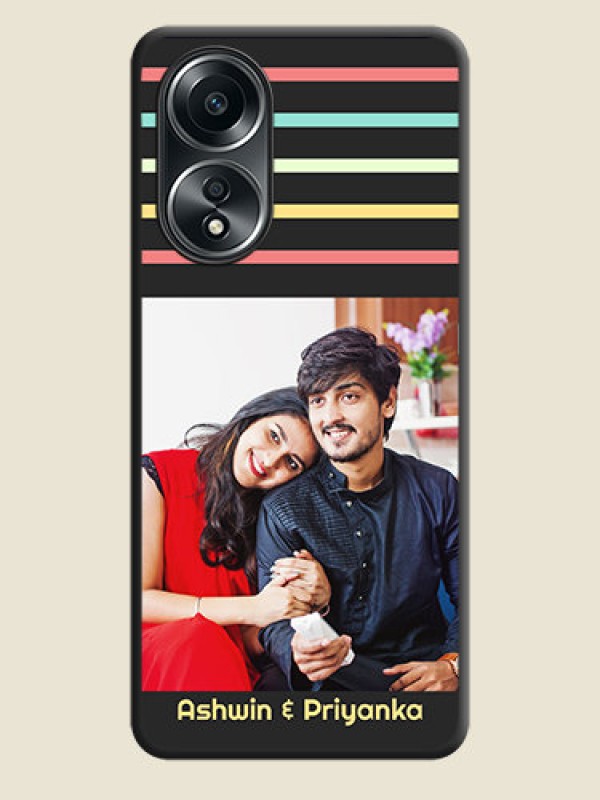 Custom Color Stripes with Photo and Text - Photo on Space Black Soft Matte Mobile Case - Oppo A58