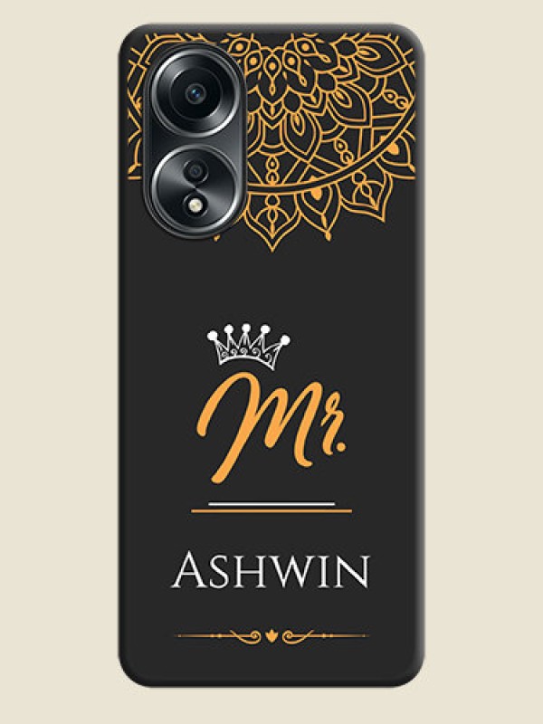 Custom Mr Name with Floral Design on Personalised Space Black Soft Matte Cases - Oppo A58