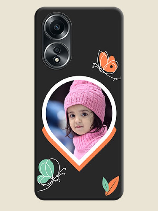 Custom Upload Pic With Simple Butterly Design On Space Black Personalized Soft Matte Phone Covers - Oppo A58
