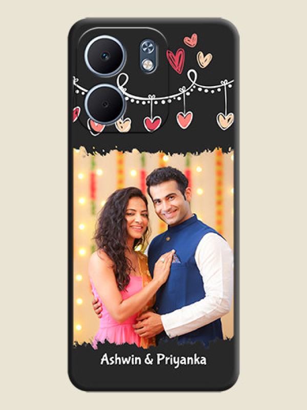 Custom Pink Love Hangings with Name On Space Black Custom Soft Matte Mobile Back Cover - Oppo A5X 4G