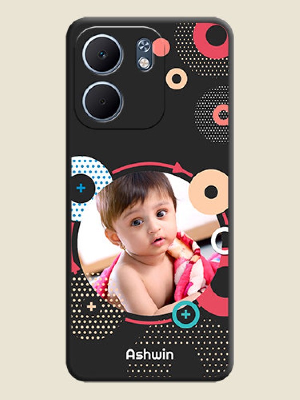 Custom Multicoloured Round Image On Space Black Custom Soft Matte Mobile Back Cover - Oppo A5X 4G
