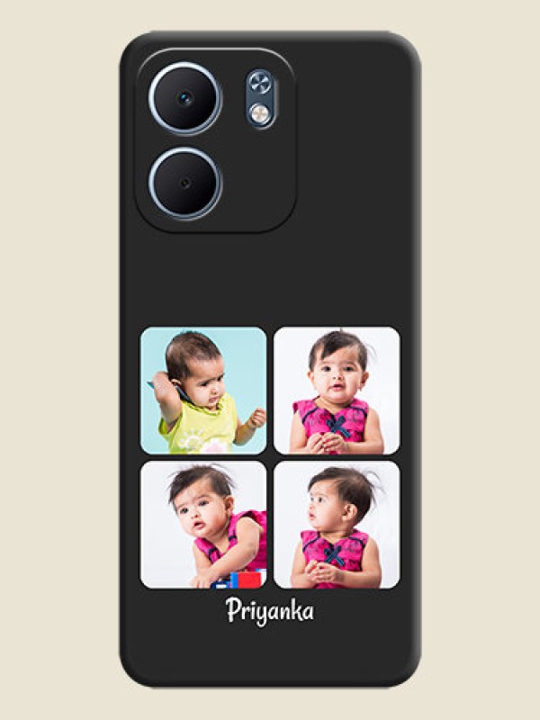 Custom Floral Art with 6 Image Holder on Photo On Space Black Custom Soft Matte Mobile Back Cover - Oppo A5X 4G