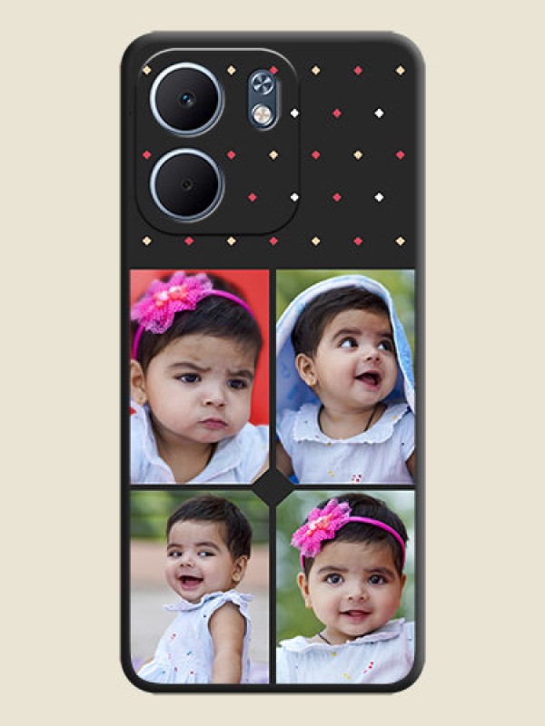 Custom Multicolor Dotted Pattern with 4 Image Holder On Space Black Custom Soft Matte Mobile Back Cover - Oppo A5X 4G