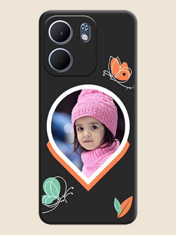Custom Upload Pic With Simple Butterly Design On Space Black Custom Soft Matte Mobile Back Cover - Oppo A5X 4G