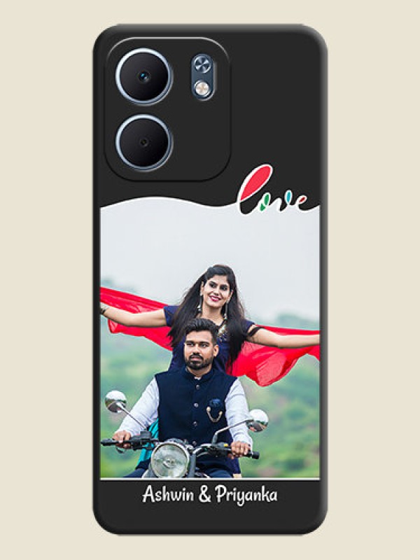 Custom Fall in Love Pattern with Picture on Photo On Space Black Custom Soft Matte Mobile Back Cover - Oppo A5x 5G