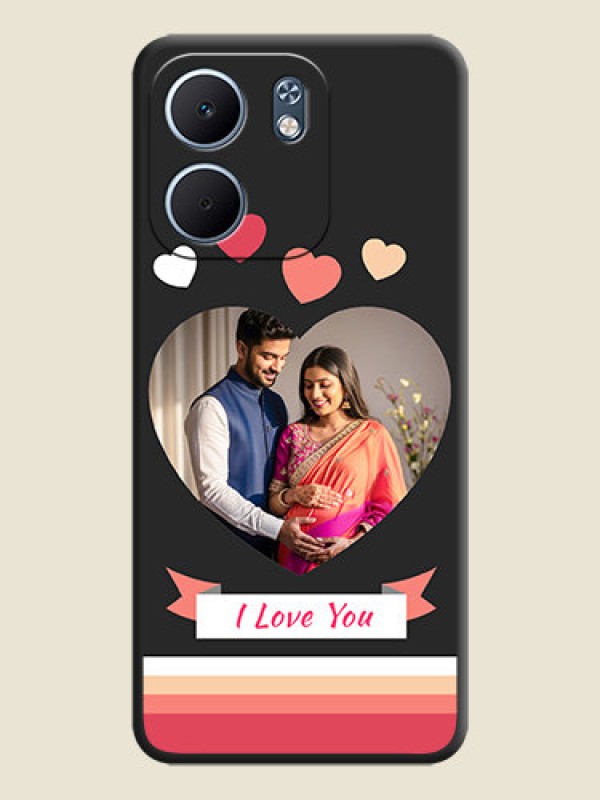 Custom Love Shaped Photo with Colorful Stripes On Space Black Custom Soft Matte Mobile Back Cover - Oppo A5x 5G