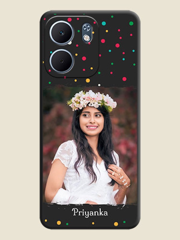 Custom Multicolor Dotted Pattern with Text On Space Black Custom Soft Matte Mobile Back Cover - Oppo A5x 5G