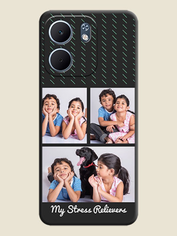Custom Cross Dotted Pattern with 2 Image Holder On Space Black Custom Soft Matte Mobile Back Cover - Oppo A5x 5G