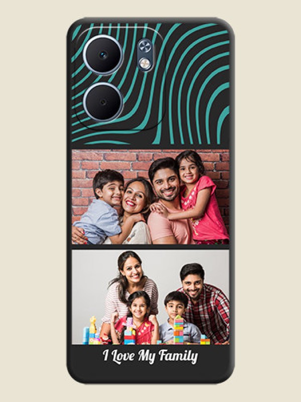 Custom Wave Pattern with 2 Image Holder On Space Black Custom Soft Matte Mobile Back Cover - Oppo A5x 5G