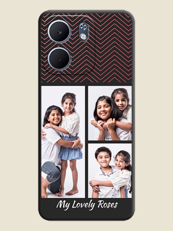 Custom Wave Pattern with 3 Image Holder On Space Black Custom Soft Matte Mobile Back Cover - Oppo A5x 5G