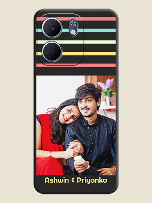 Custom Color Stripes with Photo and Text on Photo On Space Black Custom Soft Matte Mobile Back Cover - Oppo A5x 5G