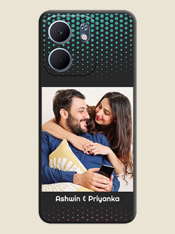 Custom Faded Dots with Grunge Photo Frame and Text On Space Black Custom Soft Matte Mobile Back Cover - Oppo A5x 5G