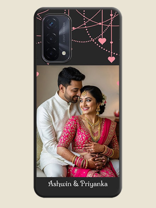Custom Pink Love Hangings with Text on Space Black Custom Soft Matte Back Cover - Oppo A74 5G