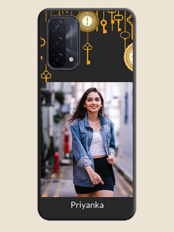 Custom Decorative Design with Text on Space Black Custom Soft Matte Back Cover - Oppo A74 5G