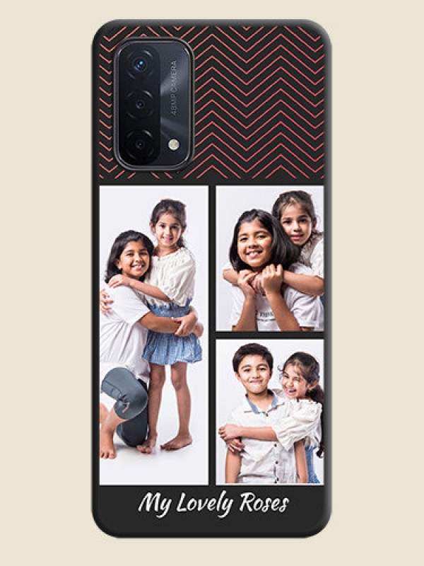 Custom Wave Pattern with 3 Image Holder on Space Black Custom Soft Matte Back Cover - Oppo A74 5G