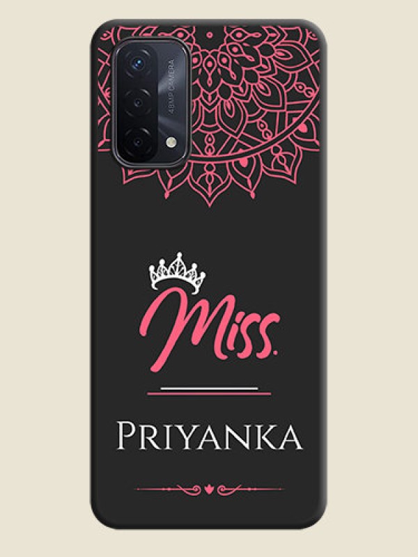 Custom Mrs Name with Floral Design on Space Black Personalized Soft Matte Phone Covers - Oppo A74 5G