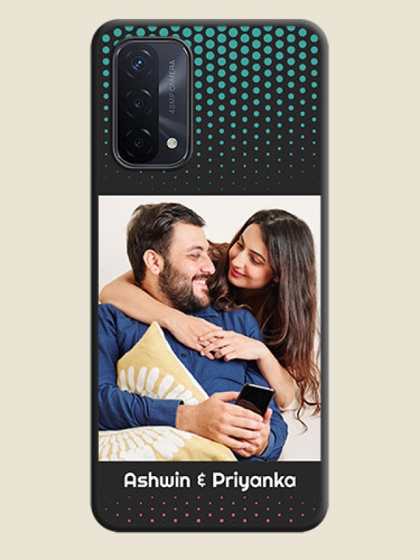 Custom Faded Dots with Grunge Photo Frame and Text on Space Black Custom Soft Matte Phone Cases - Oppo A74 5G