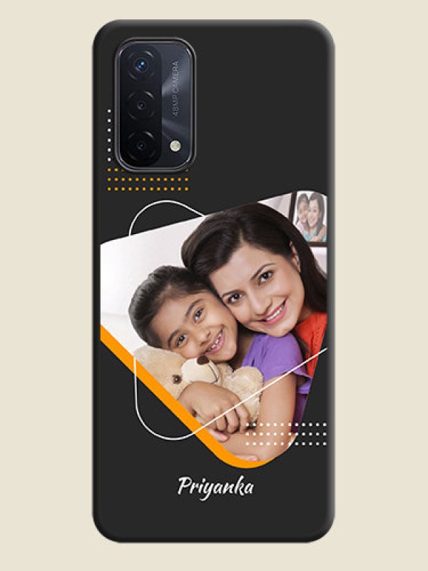 Custom Yellow Triangle on Photo on Space Black Soft Matte Phone Cover - Oppo A74 5G