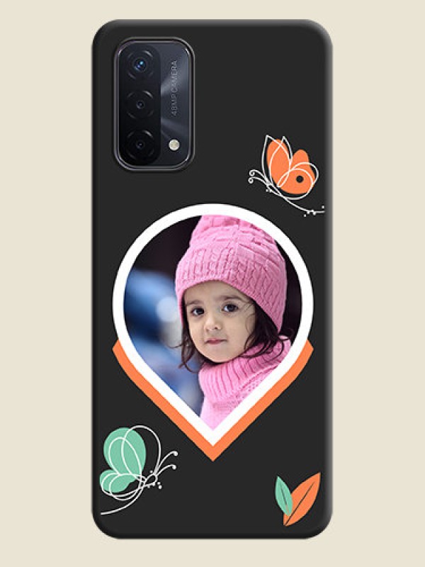 Custom Upload Pic With Simple Butterly Design On Space Black Personalized Soft Matte Phone Covers -Oppo A74 5G