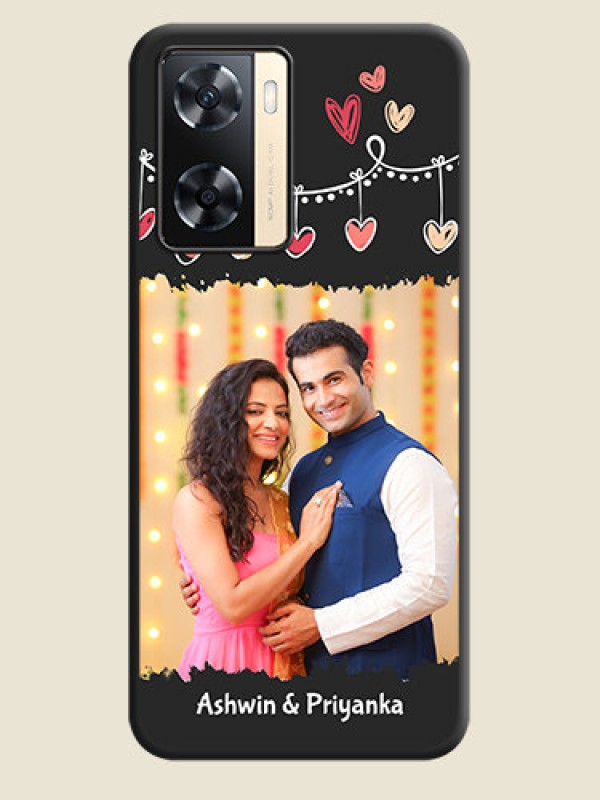 Custom Pink Love Hangings with Name on Space Black Custom Soft Matte Phone Cases - Oppo A77 4G