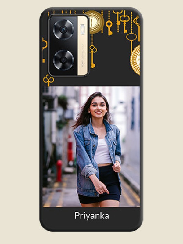 Custom Decorative Design with Text on Space Black Custom Soft Matte Back Cover - Oppo A77 4G