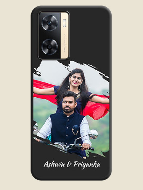 Custom Grunge Brush Strokes on Photo on Space Black Soft Matte Back Cover - Oppo A77 4G