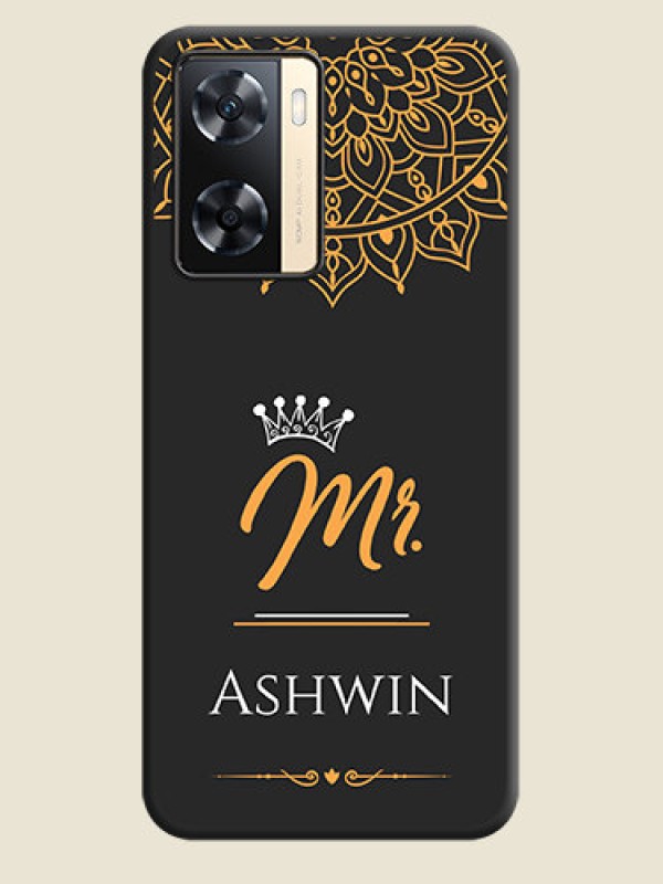Custom Mr Name with Floral Design  on Personalised Space Black Soft Matte Cases - Oppo A77 4G