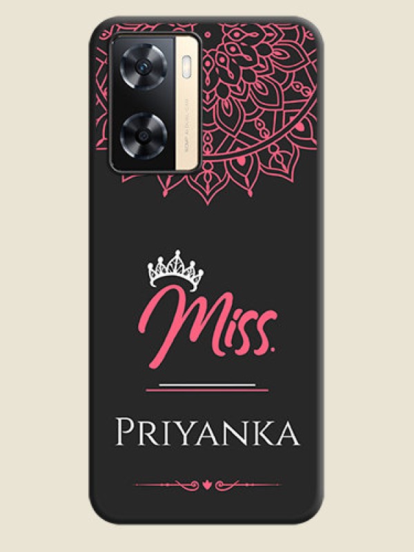 Custom Mrs Name with Floral Design on Space Black Personalized Soft Matte Phone Covers - Oppo A77 4G