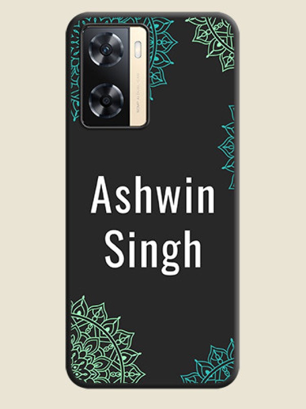 Custom Your Name with Floral Design on Space Black Custom Soft Matte Back Cover - Oppo A77 4G