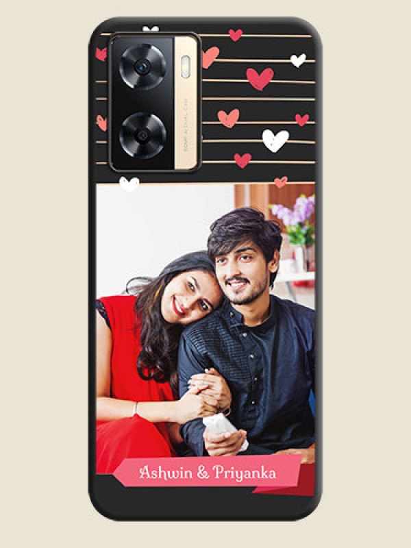 Custom Love Pattern with Name on Pink Ribbon  on Photo on Space Black Soft Matte Back Cover - Oppo A77s