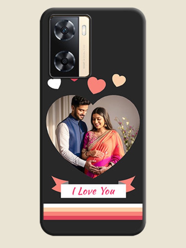 Custom Love Shaped Photo with Colorful Stripes on Personalised Space Black Soft Matte Cases - Oppo A77s
