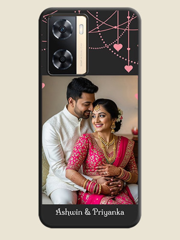 Custom Pink Love Hangings with Text on Space Black Custom Soft Matte Back Cover - Oppo A77s