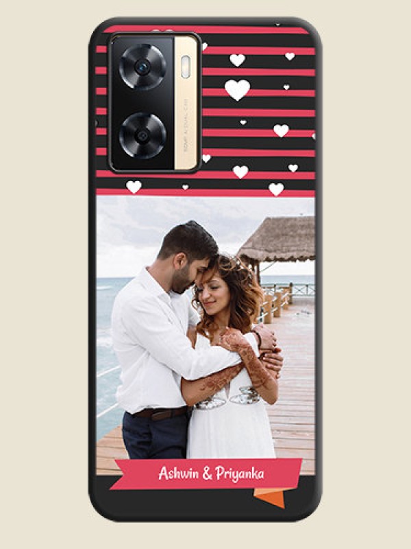 Custom White Color Love Symbols with Pink Lines Pattern on Space Black Custom Soft Matte Phone Cases - Oppo A77s