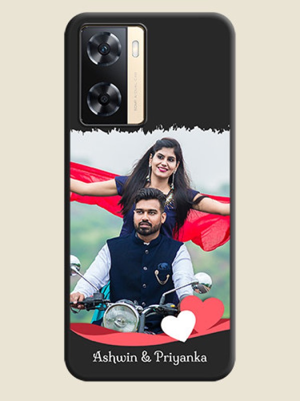 Custom Pin Color Love Shaped Ribbon Design with Text on Space Black Custom Soft Matte Phone Back Cover - Oppo A77s