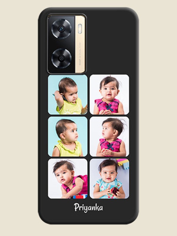Custom Floral Art with 6 Image Holder on Photo on Space Black Soft Matte Mobile Case - Oppo A77s