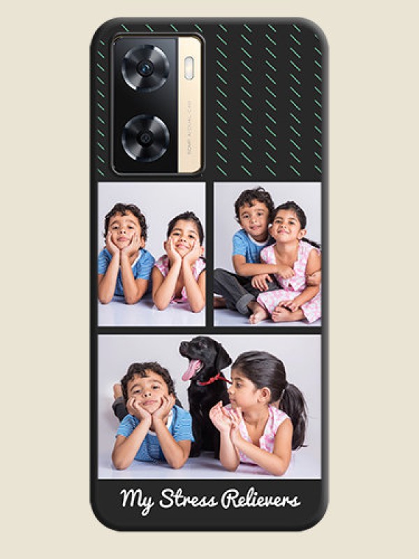 Custom Cross Dotted Pattern with 2 Image Holder  on Personalised Space Black Soft Matte Cases - Oppo A77s