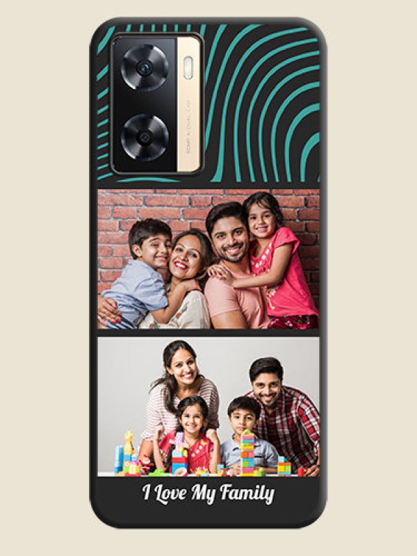 Custom Wave Pattern with 2 Image Holder on Space Black Personalized Soft Matte Phone Covers - Oppo A77s