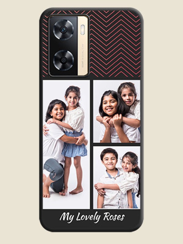 Custom Wave Pattern with 3 Image Holder on Space Black Custom Soft Matte Back Cover - Oppo A77s