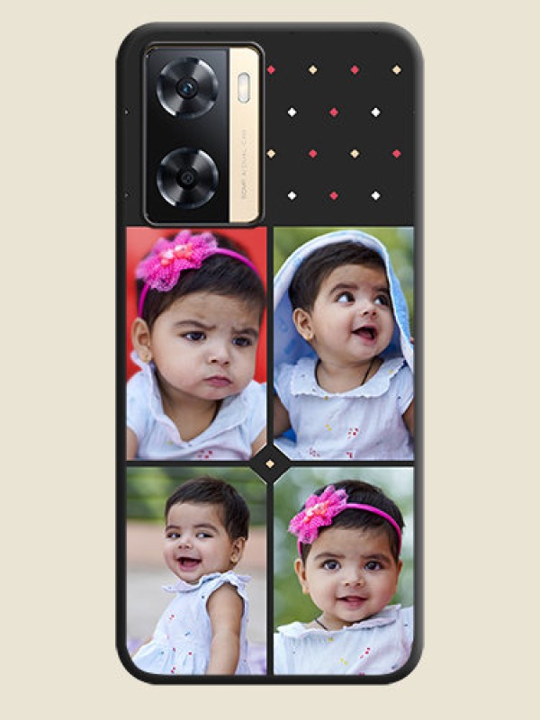 Custom Multicolor Dotted Pattern with 4 Image Holder on Space Black Custom Soft Matte Phone Cases - Oppo A77s