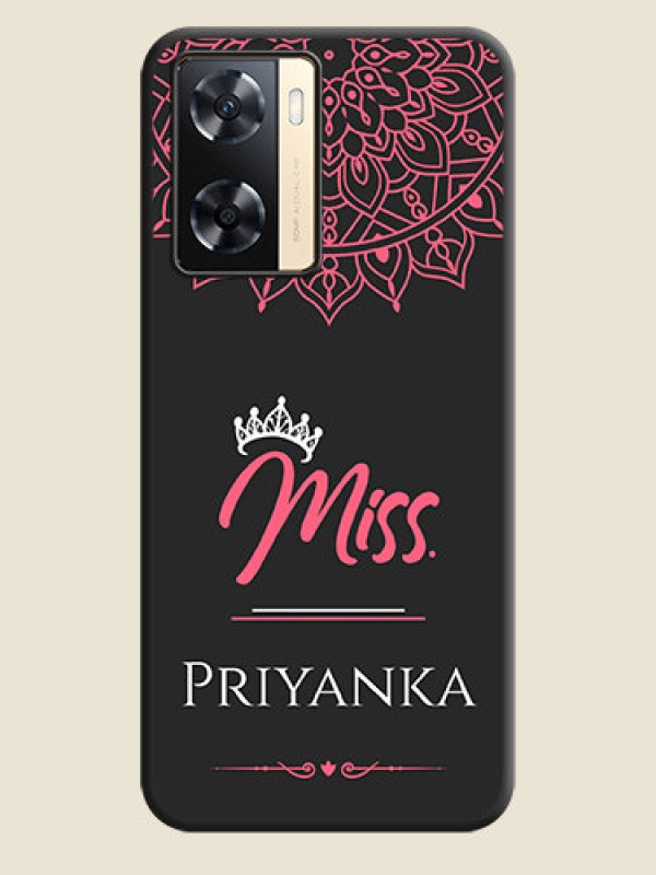 Custom Mrs Name with Floral Design on Space Black Personalized Soft Matte Phone Covers - Oppo A77s