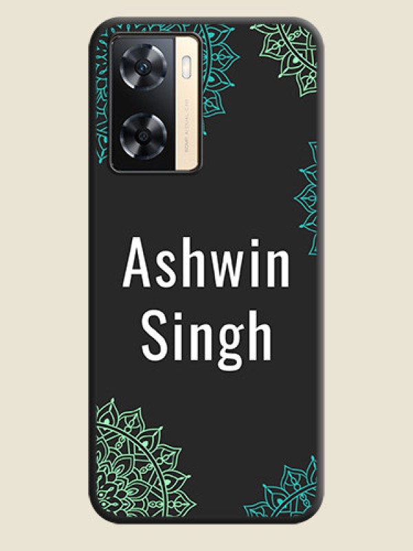 Custom Your Name with Floral Design on Space Black Custom Soft Matte Back Cover - Oppo A77s