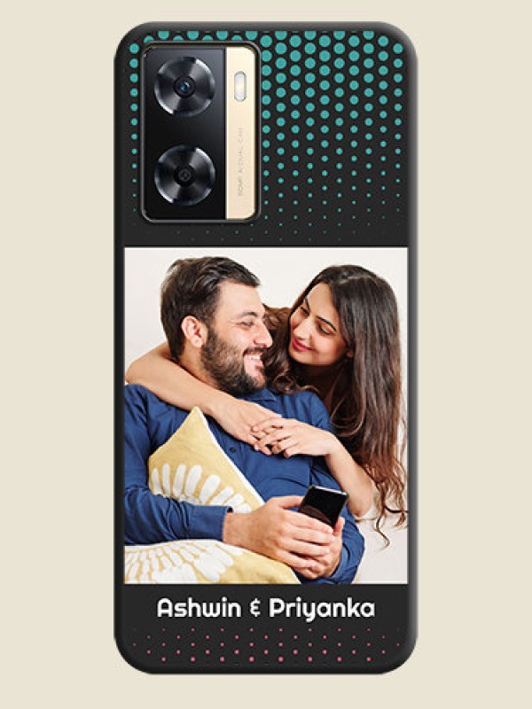 Custom Faded Dots with Grunge Photo Frame and Text on Space Black Custom Soft Matte Phone Cases - Oppo A77s