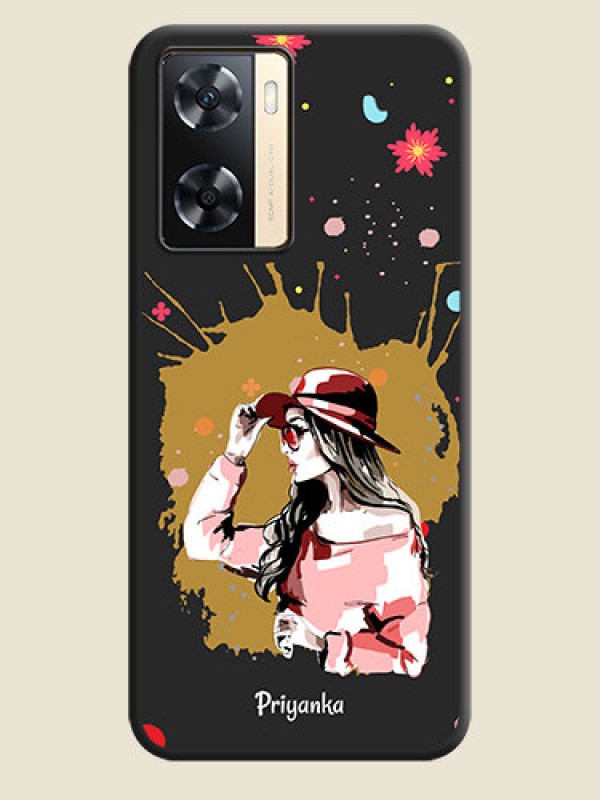 Custom Mordern Lady With Color Splash Background With Custom Text On Space Black Personalized Soft Matte Phone Covers -Oppo A77S