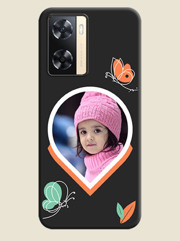 Custom Upload Pic With Simple Butterly Design On Space Black Personalized Soft Matte Phone Covers -Oppo A77S